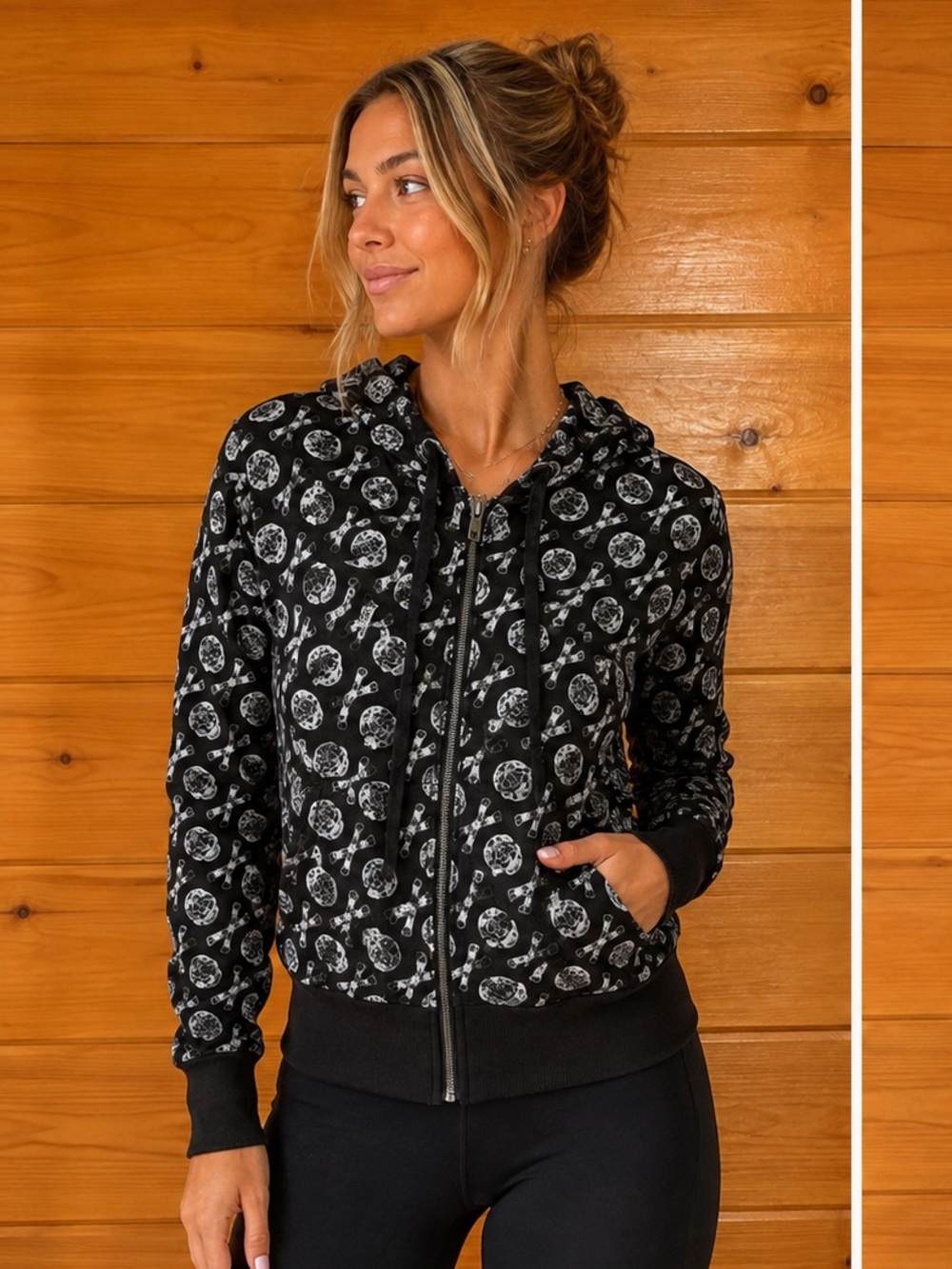 Vintage Loungefly Goth Skull Zip Up Hoodie